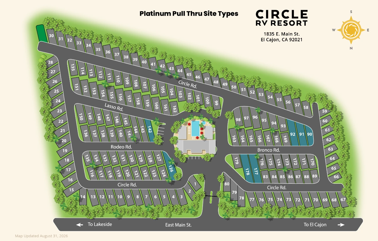 Circle RV Resort, Platinum pull-through site type