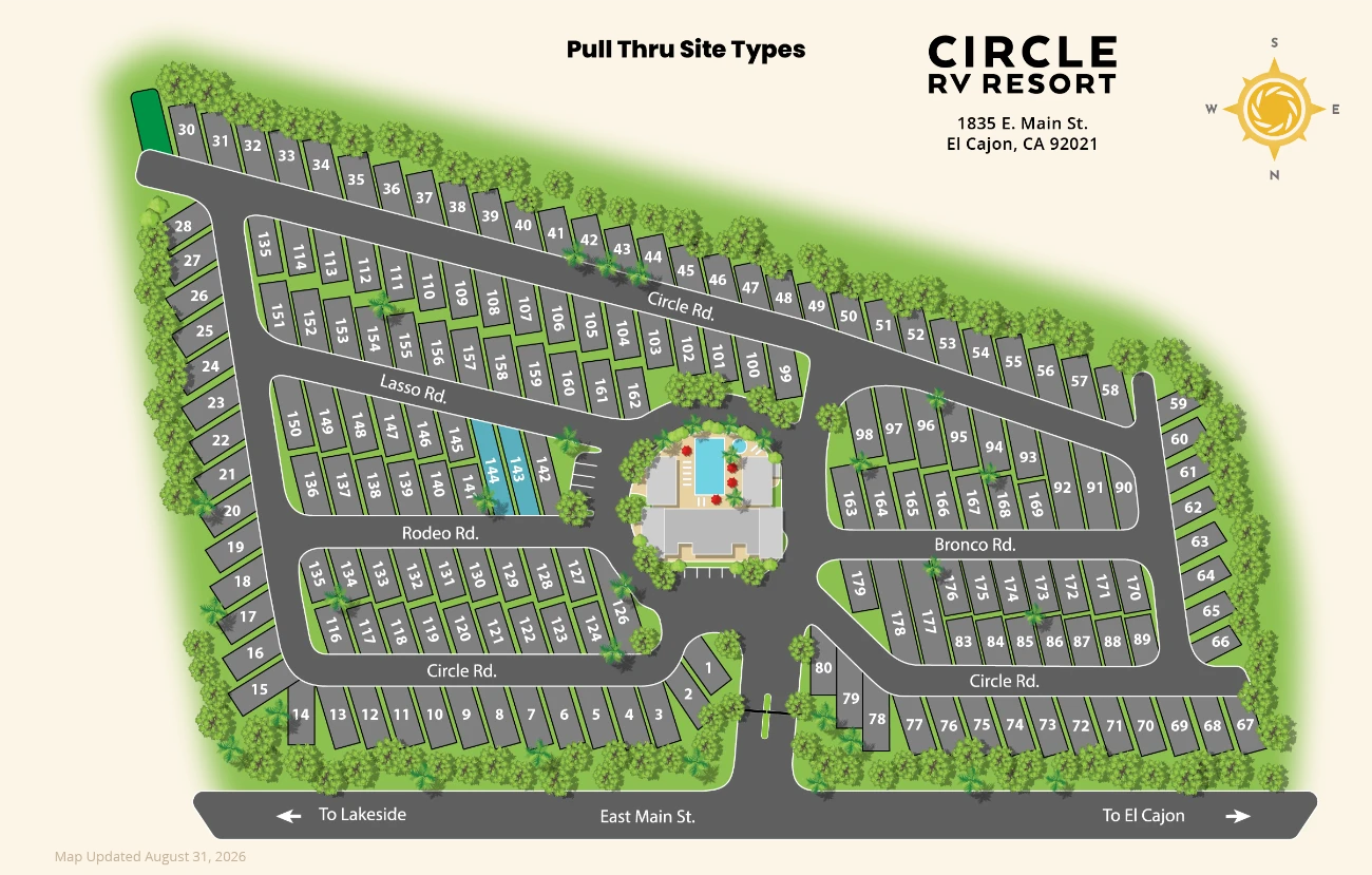 Circle RV Resort pull-through site type