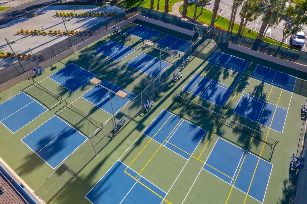 Pickleball courts at Emerald Desert RV Resort, Palm Desert