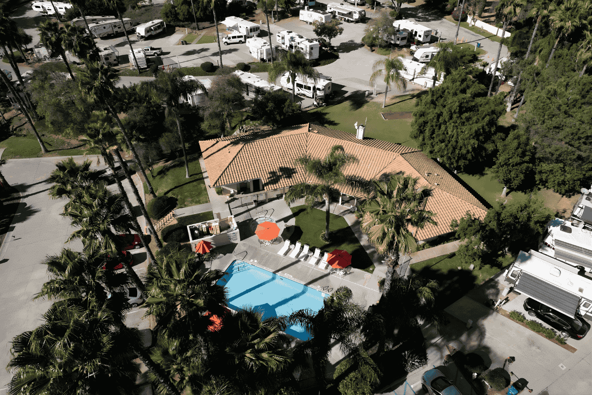 Aerial pool clubhouse
