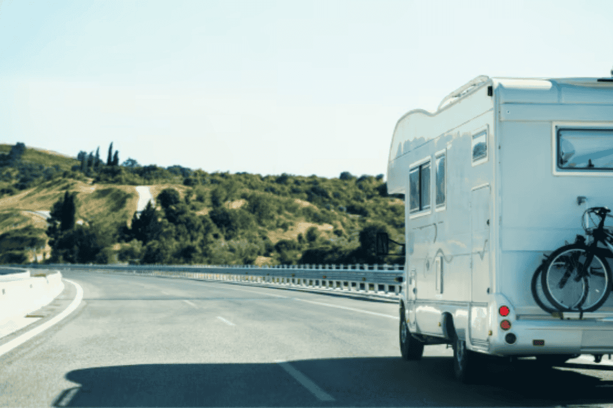 Motorhome in an empty road