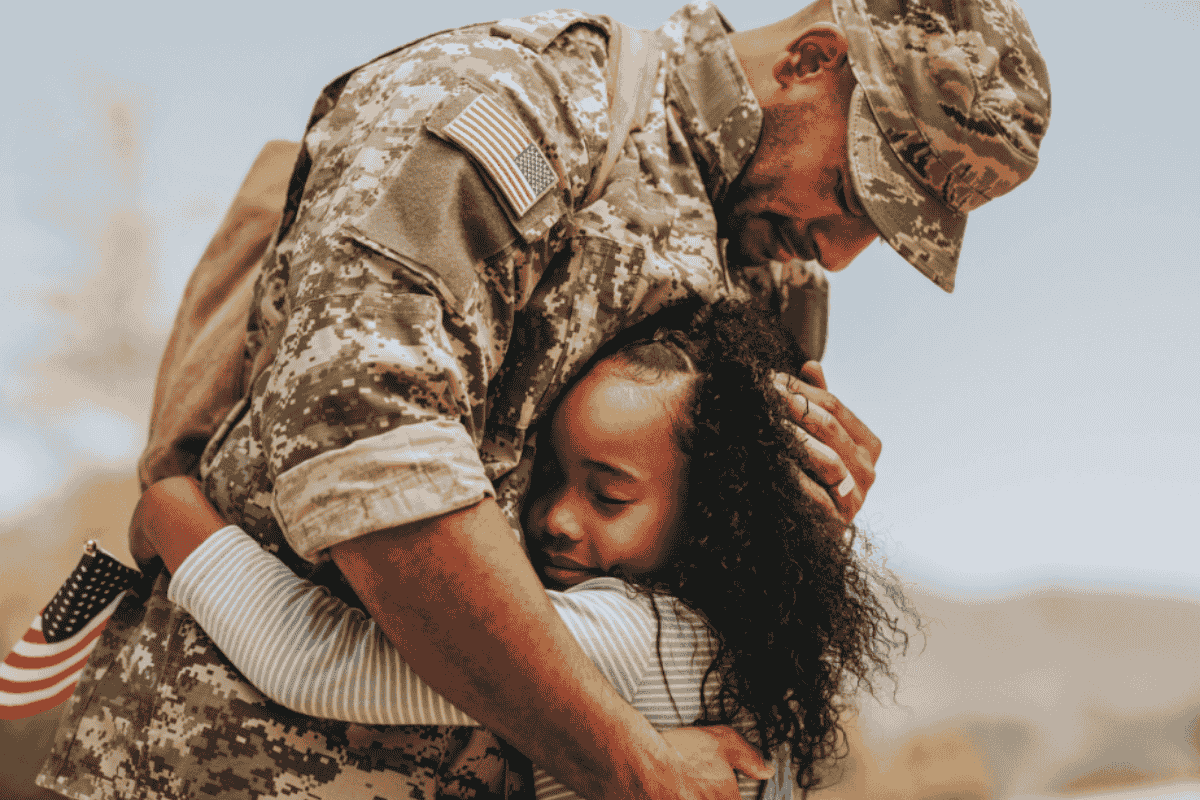 Military dad reunited with his daughter in a warm hug