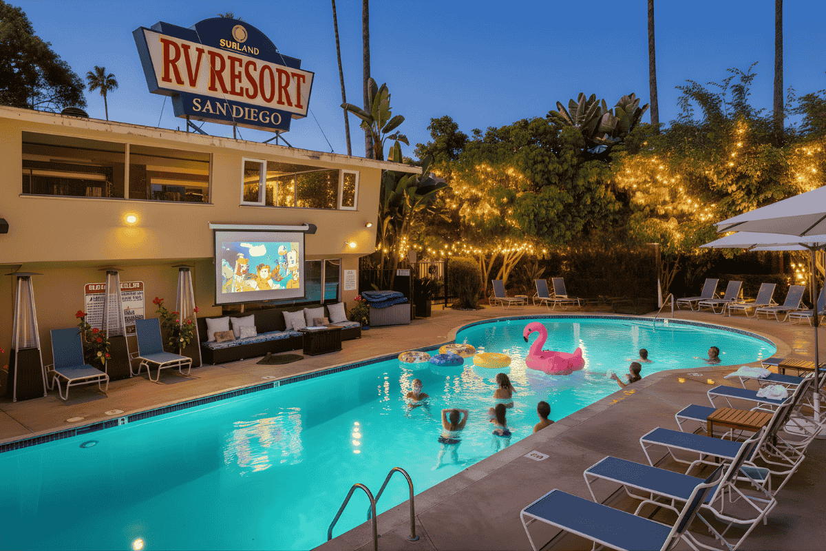 Sparkling pool for relaxing and cooling off.